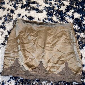 Urban Outfitters Olive Satin Chemise with Lace Trim